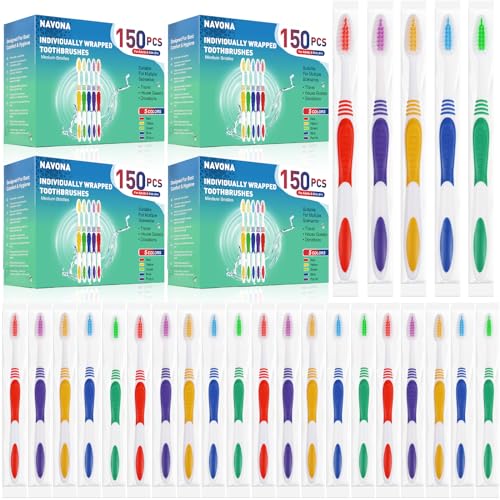 Navona 600 Pack Disposable Toothbrushes Bulk Individually Wrapped for Travel and Family Use – Soft Bristles, Ergonomic Handle