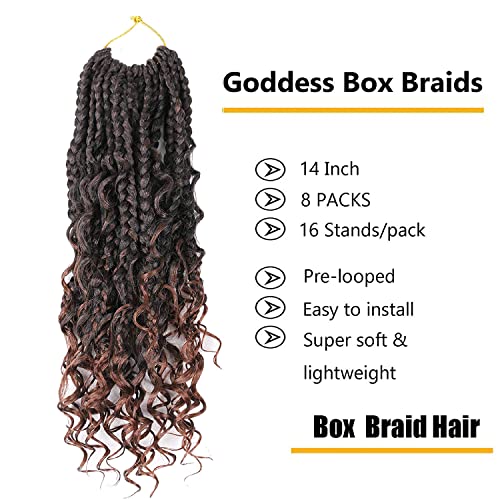 LMZIM 14 Inch Crochet Box Braids T30 - Pack of 8 Curly Ends for Black Women