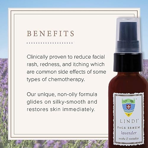 LINDI SKIN Lavender Face Serum - Ultimate Moisture and Comfort To Restore Your Skin Immediately - Reduce Facial Rash, Redness, and Itching - Relieves Uncomfortable Effects of Chemo Rash(1 fl oz)