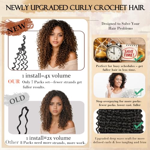 10 Inch Curly Crochet Hair for Black Women Pack of 7 - 4-in-1 Gogo Curl