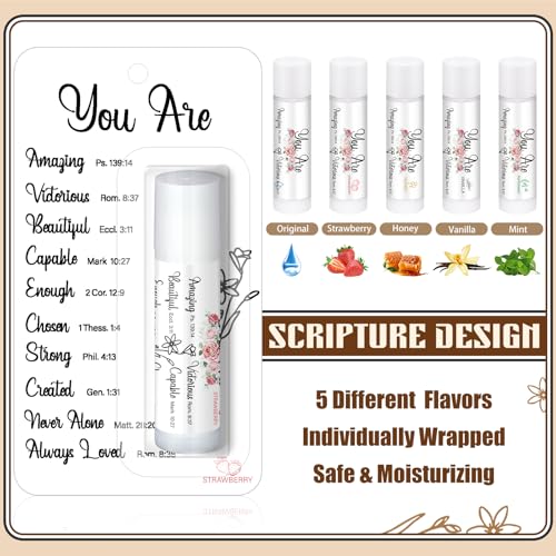 50 Pack Christian Lip Balm Party Favors for Women - Assorted Flavors, Inspirational, Moisturizing