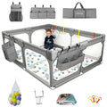 JINXIA Extra Large Baby Playpen with Mat 75x59in Grey, BPA-Free Safety Play Yard