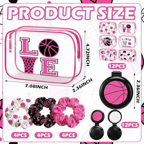 Pink Basketball Makeup Bag Sets for Women - 36 Pcs Sports Gift Pack
