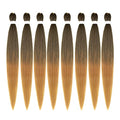 Pre Stretched Braiding Hair Extensions 42 Inch 8 Bundles - Yaki Texture, Itch-Free Synthetic Fiber, Includes Crochet Needle & Accessories - #1B/30/27