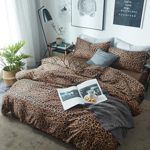 Animal Cheetah Print Queen Comforter Set 3 Pieces - Microfiber Bedding with Pillowcases - Leopard Pattern, All Seasons - Variation 1#