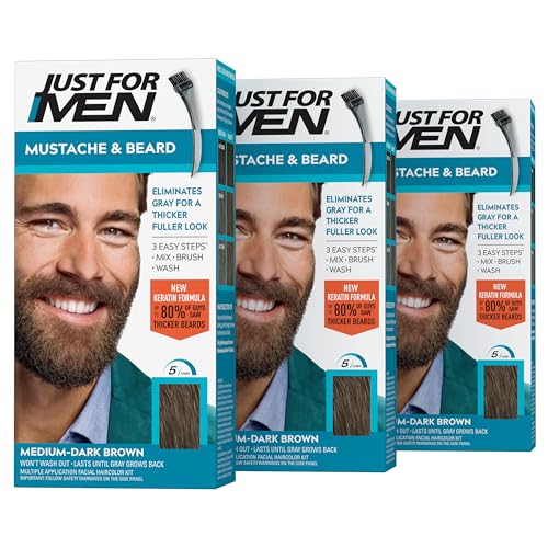 Mustache & Beard Dye Kit Medium-Dark Brown M-40 3 Pack - Easy Application