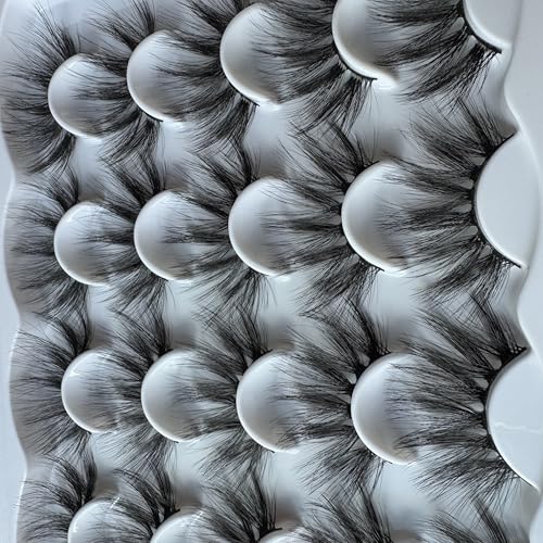 False Eyelashes 25MM Lashes Dramatic Look Fluffy Long Fake Eyelashes Wispy 25mm False Lashes Strip 10 Variety Pairs Mixed