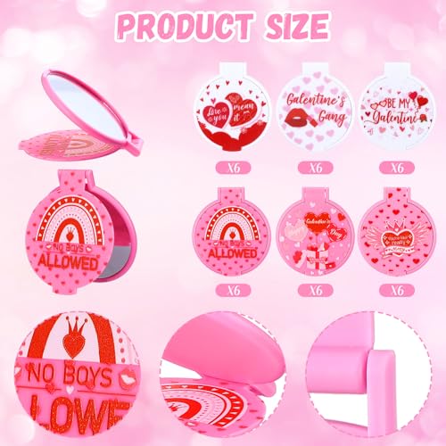 Namalu 36 Pcs Galentine's Day Pink Mini Compact Mirrors Gifts Bulk for Women Portable Round Pocket Makeup Mirror Gift for Xmas Purse Party Favors