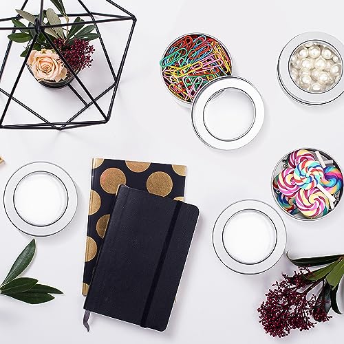 TecUnite 100 Pack 2 Ounce Metal Tin Cans Round Empty Container Salve Tins with Clear Lid for Kitchen, Office, Candles, Candies