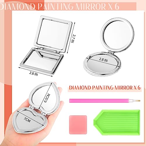 Round Mandala Diamond Painting Compact Mirror Set - Portable Folding Makeup & Magnification