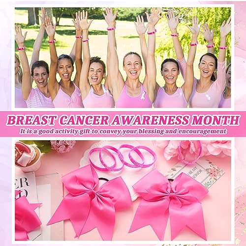 Breast Cancer Awareness Bracelets & Cheer Bows Set for Charities & Events