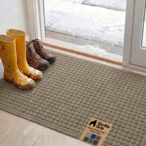 Gorilla Grip HydroABSORB Door Mat - Indoor Outdoor Use, 47x35 Beige - Variation of THIS listing