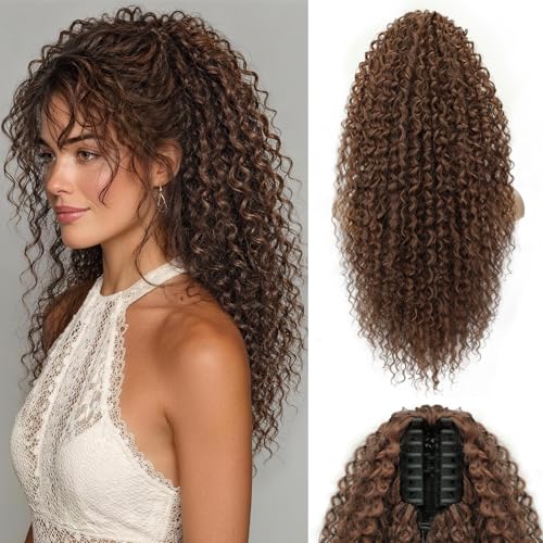 Curly Ponytail Extension 20 Inch Clip-In Hair Extensions for Women - Instant Volume & Natural Bounce