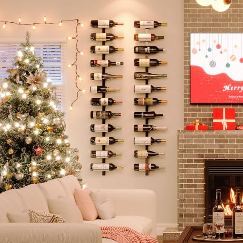 Rectangular 36 Bottle Wall Mounted Wine Rack - Modular Hanging Storage Set - Black Metal