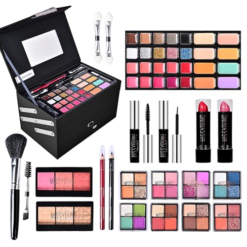 45-Piece All-in-One Makeup Kit with Storage Case (black) - Concealer, Eyeshadow, Lipgloss, Brushes & More for Complete Beauty Routine