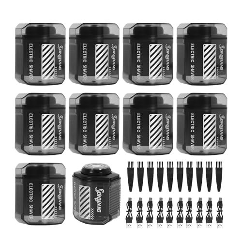 10 Pack Mini Electric Shaver Portable Travel Shavers Pocket Shaver USB-C Rechargeable Travel Razor for Men Electric Beard Trimmer Suitable for Home car Office and Business Travel Unisex Easy Cleaning