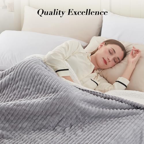 Westinghouse Twin Electric Blanket Light Grey 62x84 Inch Flannel Sherpa Safe Heated