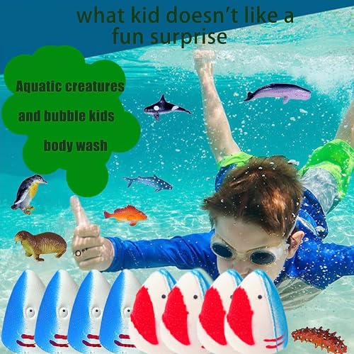 Blue Shark Bath Bombs for Kids with Surprise Inside - Organic Bubble Bath Gift Set