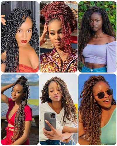 14 Inch Goddess Locs Crochet Hair for Black Women - 4/27/613 Short Bohemian Faux Locs - 7 Packs, Pre Looped Curly Ends