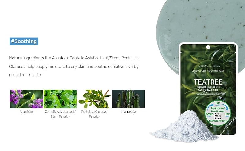 Teatree Modeling Mask Kit by Lindsay – Cooling & Soothing Korean 5x35g