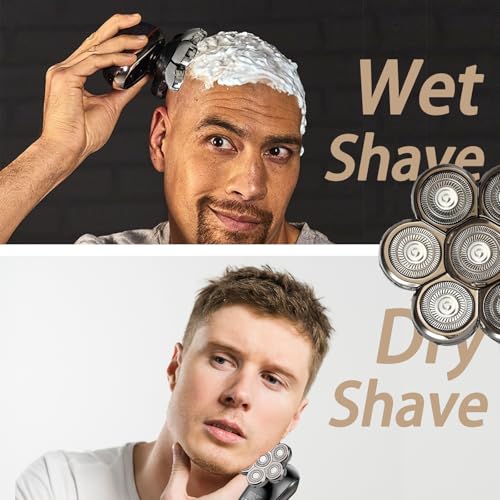 2 Pack 7D Floating Rotary Shaver Replacement Heads for Bald Men, Stainless Steel