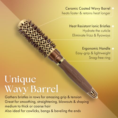 Olivia Garden NanoThermic PowerGrip 1-Inch Ceramic Round Hair Brush for Medium to Thick Hair