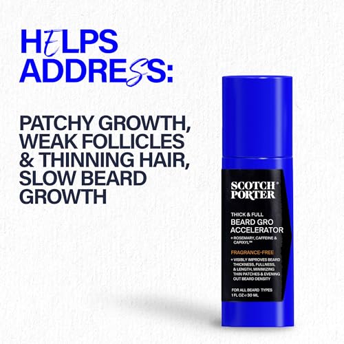 Beard Growth Serum - 2-Pack of Scotch Porter Thick & Full Beard Gro Accelerator - Natural Botanical Formula with Capixyl & Caffeine - Variation: Beard Gro Concentrate