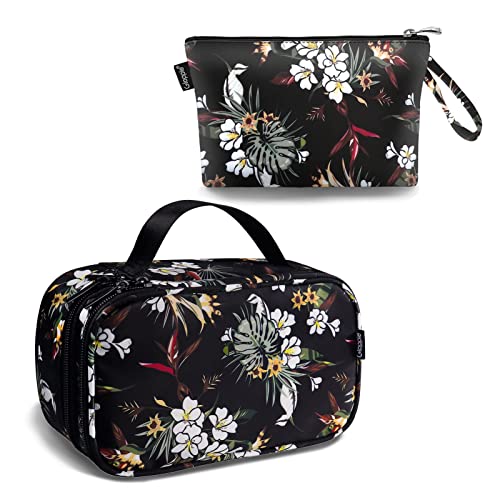 Gloppie Makeup Bag Travel Cosmetic Bag Portable Toiletry Bag Dual Zipper Makeup Case for Women Waterproof Makeup Box Pouch