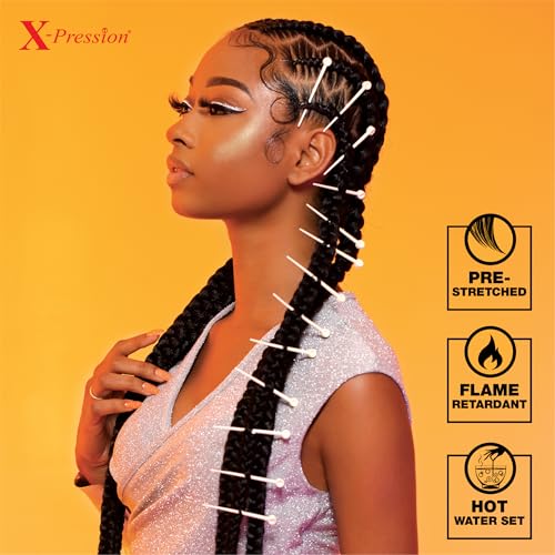 Pre-Stretched Synthetic Braiding Hair Extensions 3X 58in - 5 Pack, Off Black