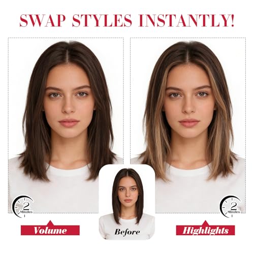 Clip-In Hair Extensions Medium Brown Mixed Dark Blonde 10 Inch - 5 Pieces Remy Human Hair