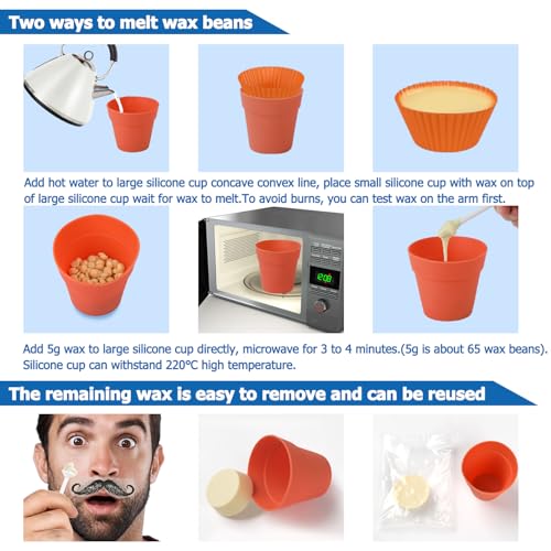 Nose Wax Hair Removal Kit by CoFashion | 100g Wax, 30 Applicators (15-30 Uses) | Painless, Quick & Easy for Men Women | 15 Mustache Guards, 2 Silicone Cups
