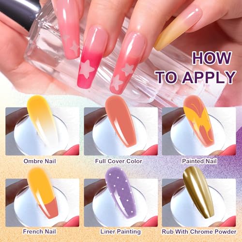 Gradient Painting Gel Set, 4*Plates Ombre Gel Nail Polish Pigment Pat Nails,Long-lasting Silky Texture Highly Saturated French Manicure Soak of UV/Led Home Salon DIY Nail Art JOMK