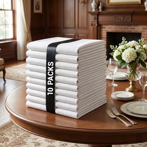 Cotevdkot 10-Pack 120-Inch White Round Tablecloths for 48-72 Inch Tables