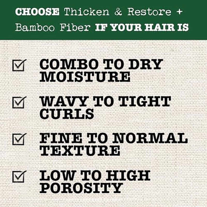 Maui Moisture Thicken & Restore + Bamboo Fibers Strengthening Conditioner to Soften Transitioning or Natural Hair & Renew Brittle Hair, Vegan, Silicone & Paraben-Free, 13 fl oz