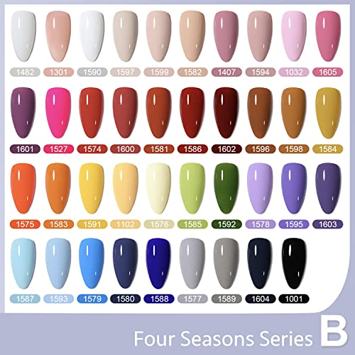GAOY 42 Pcs Gel Nail Polish Kit, Pink White Red Jelly Nude Colors All Seasons Gel Nail Polish Set with Glossy & Matte Top Coat and Base Coat for Salon and DIY Manicure at Home