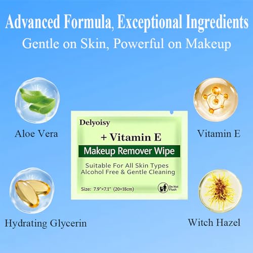 300 Count Makeup Remover Wipes Bulk with Individually Wrapped Travel Size - Gentle & Hypoallergenic