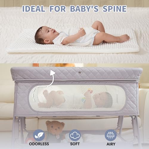Adjustable Baby Bassinet Bedside Sleeper with Wheels & Mattress - Grey