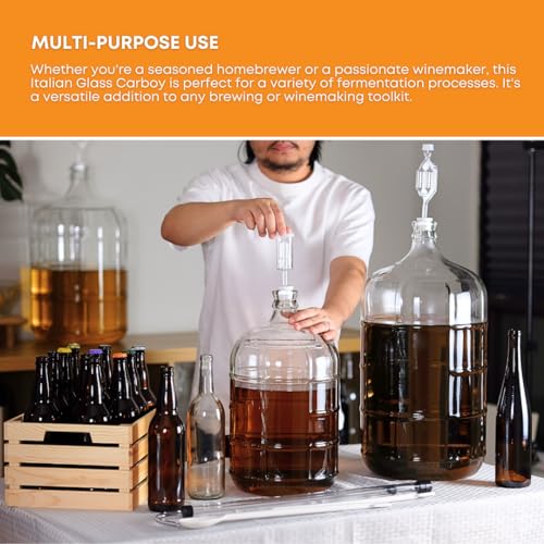 6 Gallon Glass Carboy for Wine & Beer Fermentation - Italian Clear Fermenter