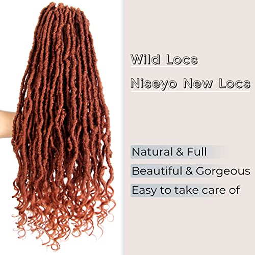Niseyo Wild Locs 24 Inch Faux Locs with Curly Ends - Ginger Red, 8 Packs