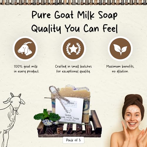 Lavender Mint Organic Goat Milk Soap 3-Pack for Face & Body - HushHush Farm