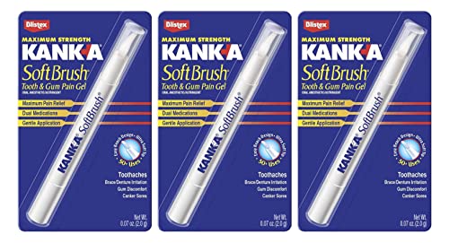 Kank-A SoftBrush Oral Pain Gel with Pen-Like Applicator - Maximum Strength, 0.21 Oz, Pack of 3