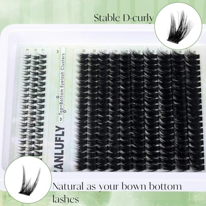Lash Extension Kit Volume Lash Clusters Kit Wispy Cluster Eyelash Extensions Kit 10-16mm Eyelash Clusters with Bottom Lashes DIY Individual Lashes with Lash Glue and Tweezers by zanlufly