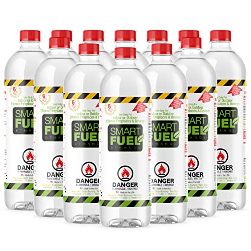 SmartFuel Bioethanol Fuel 1 L Bottle Pack of 12 for Fire Pits & Stoves (Denatured Alcohol)