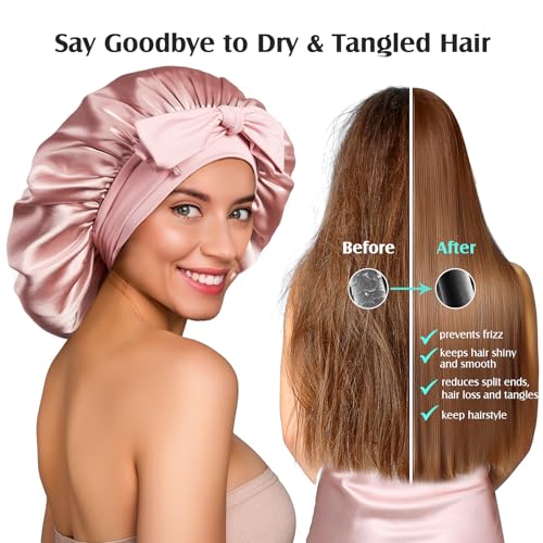 YFONG 2 Pack 100% 22 Momme Mulberry Silk Bonnet for Sleeping Women