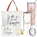 Pink Godmother Proposal Gifts Set with Tumbler, Candle, Canvas Bags — 4 Pack