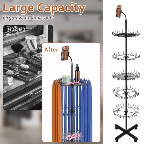 Braiding Hair Rack Standing Hair Extension Holder 140 Pegs Braiding Hair Rack and Divider Stand with Phone Holder & Stylist Hair Braiding Tools for Hair Salon Home Traveling
