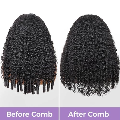 Burmese Curly Half Wig Human Hair - 14 Inch Glueless Flip Over Style, 200% Density, Headband, Beginner Friendly