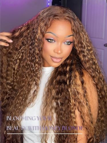Honey Blonde Deep Wave Closure 12 Inch Human Hair 4x4 HD Lace Pre Plucked Ombre Brown