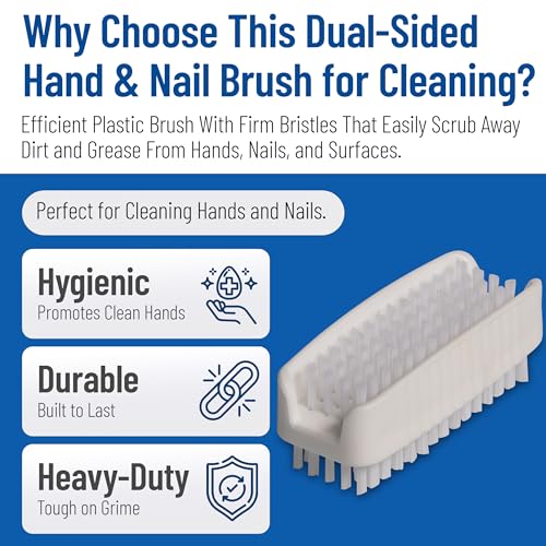 SPARTA 3623900 Plastic Hand Brush, Nail Brush With Polypropylene Bristles For Kitchens, Homes, Restaurants, 3.5 Inches, White, Dual Sided