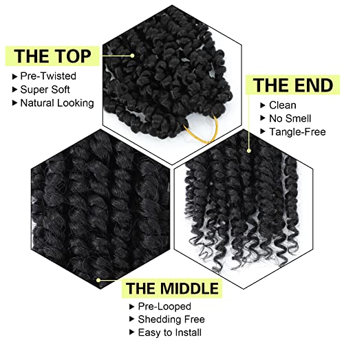 AMELI 8 Inch Passion Twist Crochet Hair 8 Packs Short Curly Synthetic for Black Women 1B